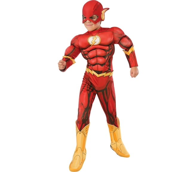 DC Comics Superheroes Flash Deluxe Muscle Chest Costume for Kids by Rubies, Boys Medium