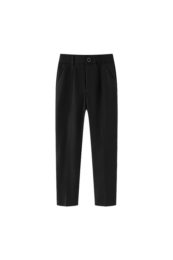 Boys' Flat Front Dress Pants - Adjustable Waist, Zipper Fly, Belt Loops - Polyester School Uniform Pants with Slant Pockets