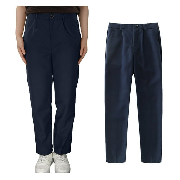 Boys' Flat Front Dress Pants Adjustable Waist for School Outfits and Casual Wear