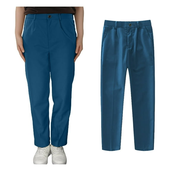 Boys' Flat Front Dress Pants Adjustable Waist for School Outfits and Casual Wear