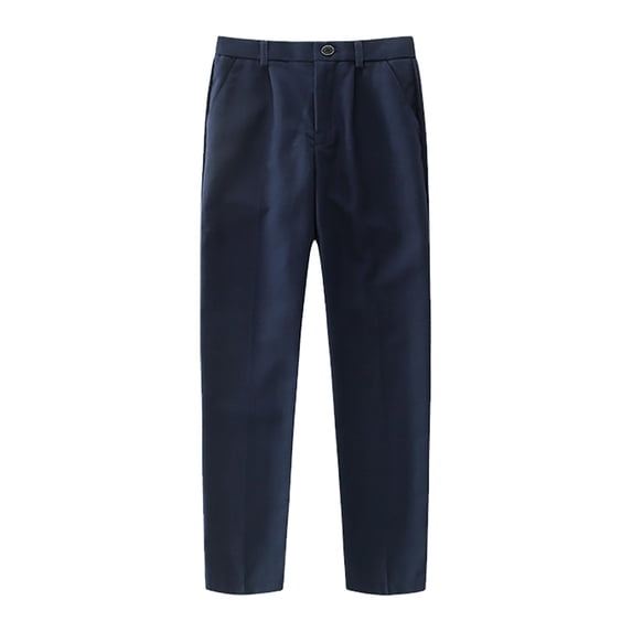 Boys Flat Front Dress Pants Adjustable Waistband Formal School Trousers Comfortable Fit for Various Occasions