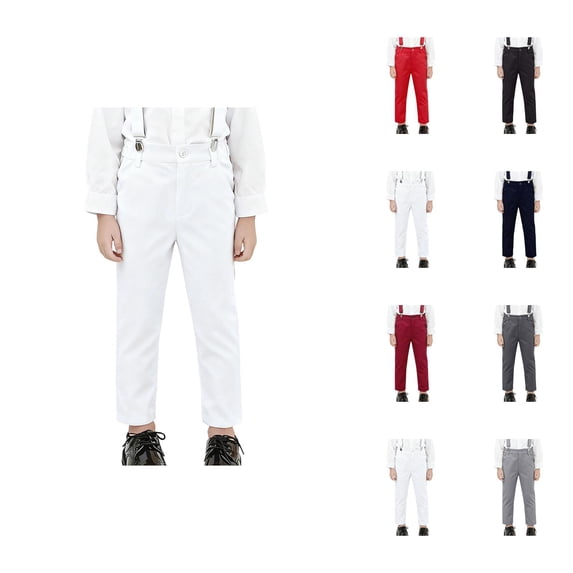 Boys Flat Front Dress Pants Kids School Uniform Pants Stretch Cotton Chino Relaxed Fit Trousers Casual Pull on Pant