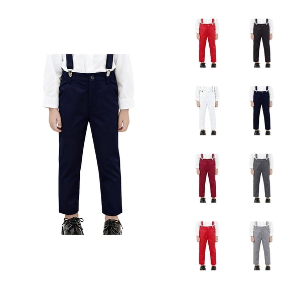 Boys Flat Front Dress Pants Kids School Uniform Pants Stretch Cotton Chino Relaxed Fit Trousers Casual Pull on Pant