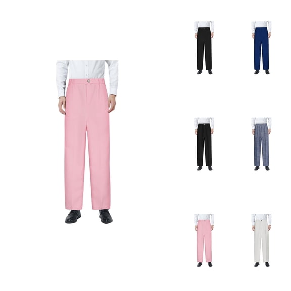 Boys Flat Front Dress Pants with Adjustable Waist, Straight Leg Fit & Front Pockets