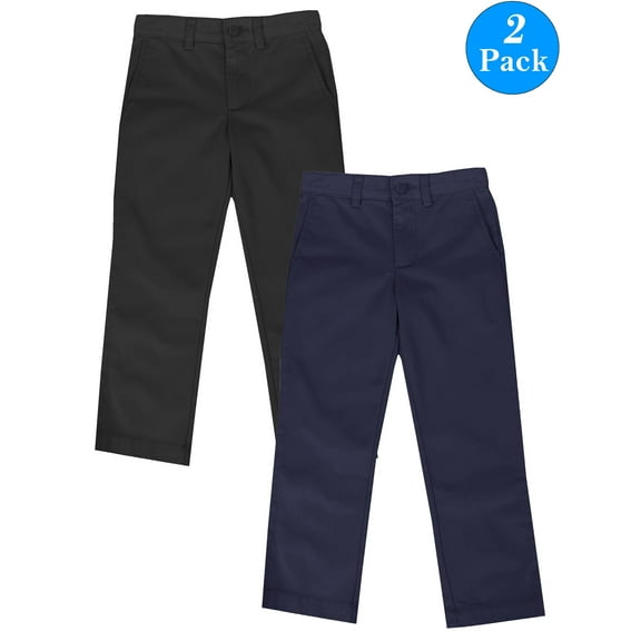 Boys Flat Front School Uniform Pants (2-Pack) (Big Boys)