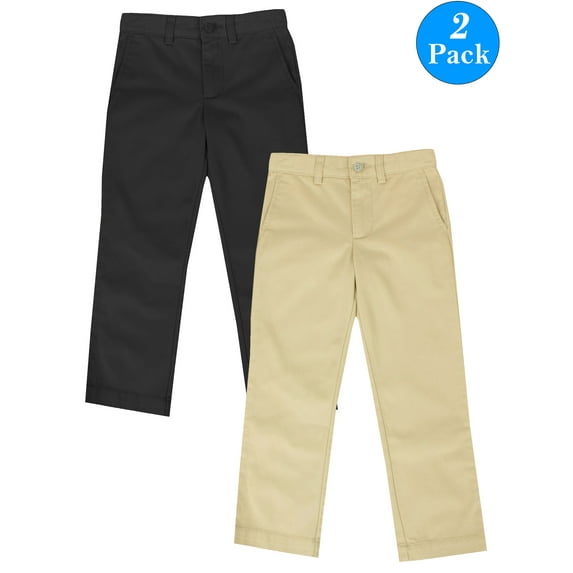 Boys Flat Front School Uniform Pants (2-Pack) (Big Boys)