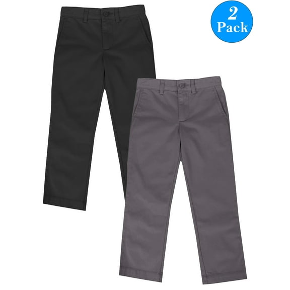 Boys Flat Front School Uniform Pants (2-Pack) (Littile Boys)