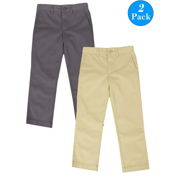 Boys Flat Front School Uniform Pants (2-Pack) (Littile Boys)