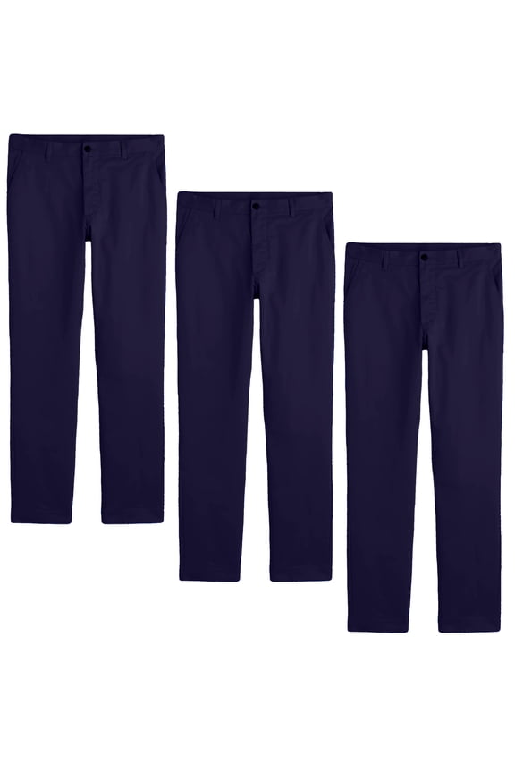Boys Flat Front School Uniform Pants (3-Pack) (Big Boys)