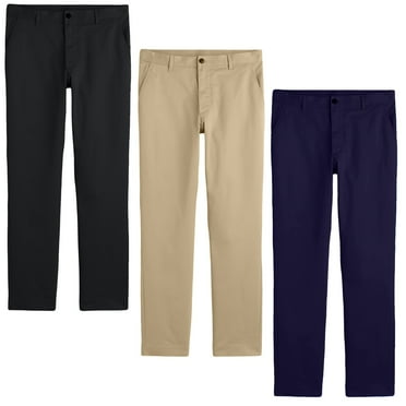 Boys Flat Front School Uniform Pants (3-Pack) (Big Boys)