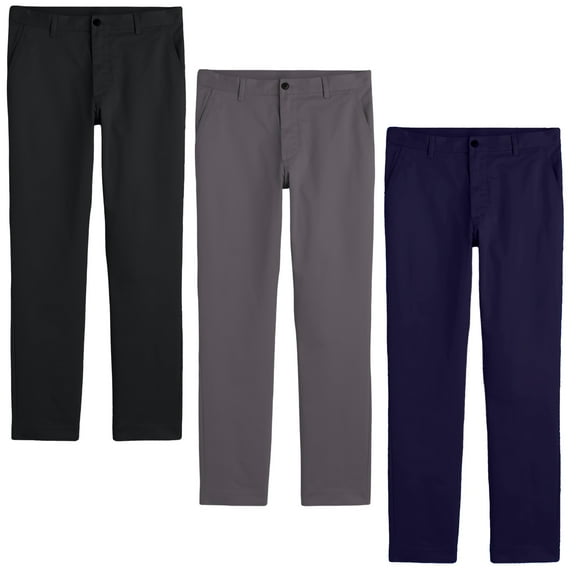 Boys Flat Front School Uniform Pants (3-Pack) (Big Boys)