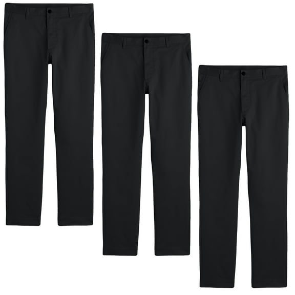Boys Flat Front School Uniform Pants (3-Pack) (Big Boys)
