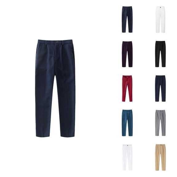 Boys Flat Front Slim Fit Dress Pants with Adjustable Waist Comfortable for School Outfits and Formal Occasions Daily Clothes