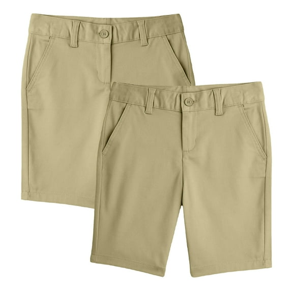 Boys Flat Front Stretchable Twill Chino Shorts (2-Pack)