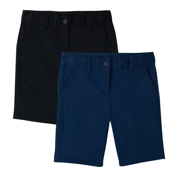 Boys Flat Front Stretchable Twill Chino Shorts (2-Pack)