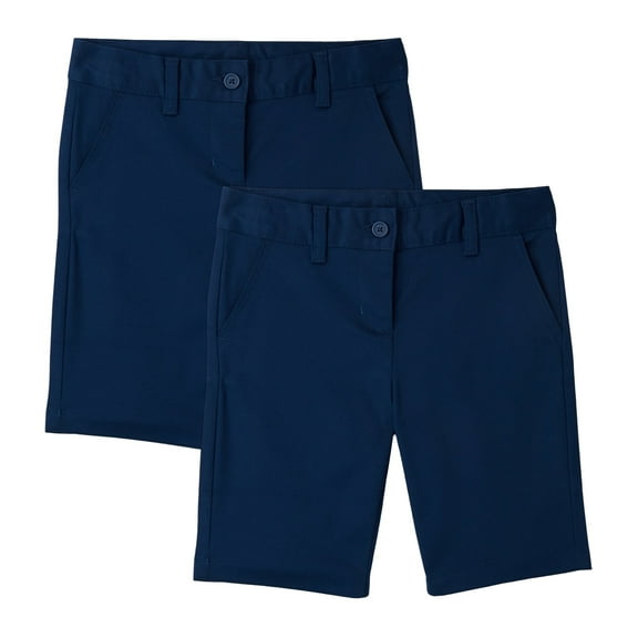 Boys Flat Front Stretchable Twill Chino Shorts (2-Pack)