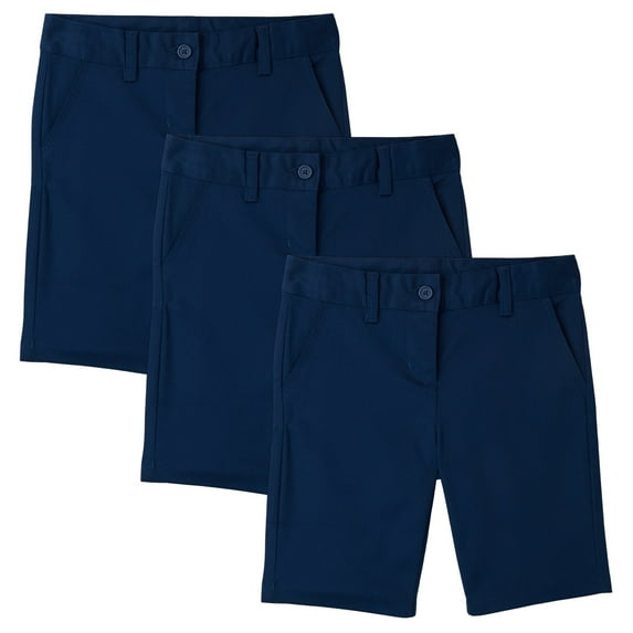 Boys Flat Front Stretchable Twill Chino Shorts (3-Pack)