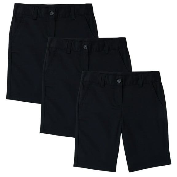 Boys Flat Front Stretchable Twill Chino Shorts (3-Pack)