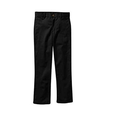 Boys Flat Front Twill Khaki Pants - Black, 8S
