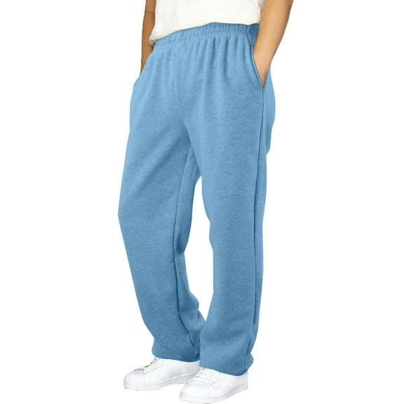 Boys Cargo Sweatpants Basketball Joggers Sweat Pants Drawstring Elastic Waist Open Bottom Solid Athletic Pants with Pockets (Sky Blue, 13-14 Years)