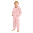 thumbnail image 1 of Boys Fleece Hooded Onesie Kids Zip Up Long Sleeve Jumpsuit with Pockets Fall Winter Lounge Relaxed Fit Rompers, 1 of 8