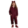 thumbnail image 1 of Boys Hooded Onesie Pajamas Kids Long Sleeve Zip-Front One Piece Fuzzy Sleepwear Jumpsuit with Pockets Winter Warm Loungwear, 1 of 6