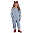 thumbnail image 1 of Boys Hooded Onesie Pajamas Kids Long Sleeve Zip-Front One Piece Fuzzy Sleepwear Jumpsuit with Pockets Winter Warm Loungwear, 1 of 6