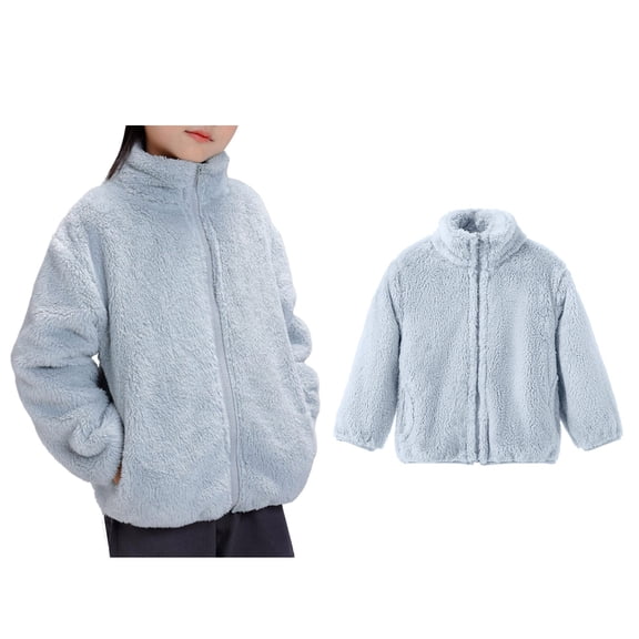 Boys Fleece Jacket Winter Coat Boys Long Sleeve Lightweight Zip Up Fuzzy Jacket Winter Clothes for Kids Girls 3-4 Years