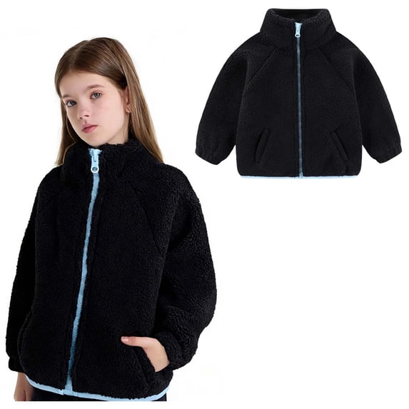 Boys Fleece Jacket Winter Coat Boys Long Sleeve Lightweight Zip Up Fuzzy Jacket Winter Kids Girl Clothes 4-5 Years