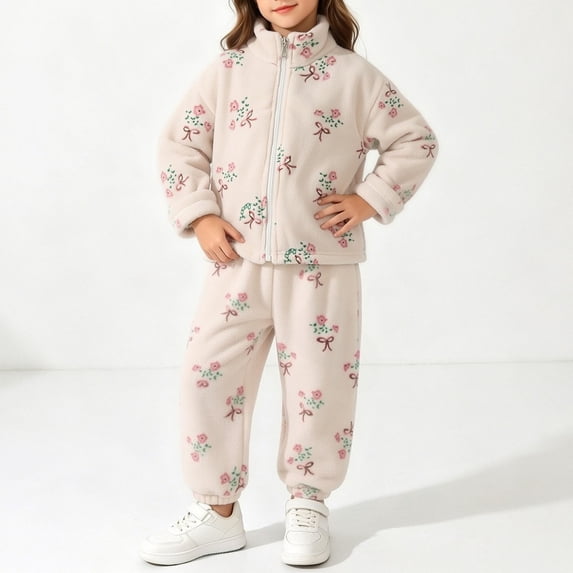 Boys Fleece Jacket and Pants Outfit Sets Casual Warm Full Zip Soft Kids Fall Winter Clothes Khaki 12 Years