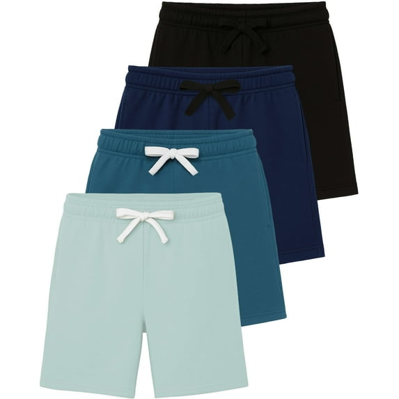 Real Essentials 3 Pack: Boys Fleece Lounge Shorts – Soft Pull-On Gym, School, Sleep & Active Sports Shorts for Kids