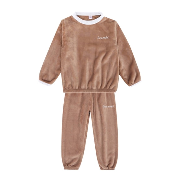Boys Pajama Sets Flannel Pajamas Khaki Fuzzy Pajamas for Girls Soft Warm Winter Pajamas Girls Pajama 5-6 Years