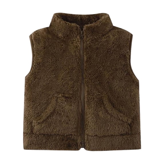 Boys Fleece Vest 0-6Years Lightweight Stand Collar Kids Vest with Pockets Sleevless Zipper Fall Winter Jackets for Thickened Warm Baby Boy Clothes