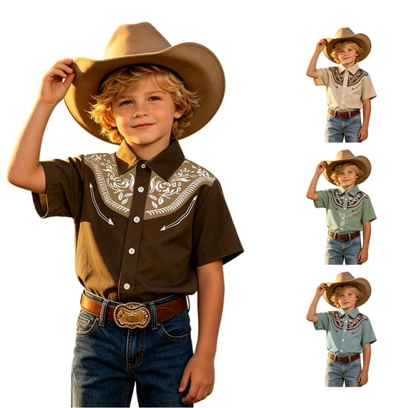 Boys Floral Print Short Sleeve Button Down Shirt Casual Everyday Top Back To School Classic Collar Shirt For Kids