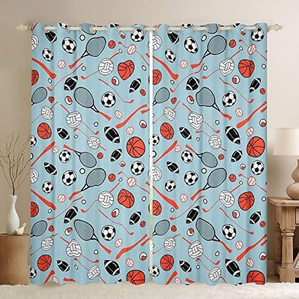 Boys Football Curtain Sports Theme Curtains for Kids Teens Burning
