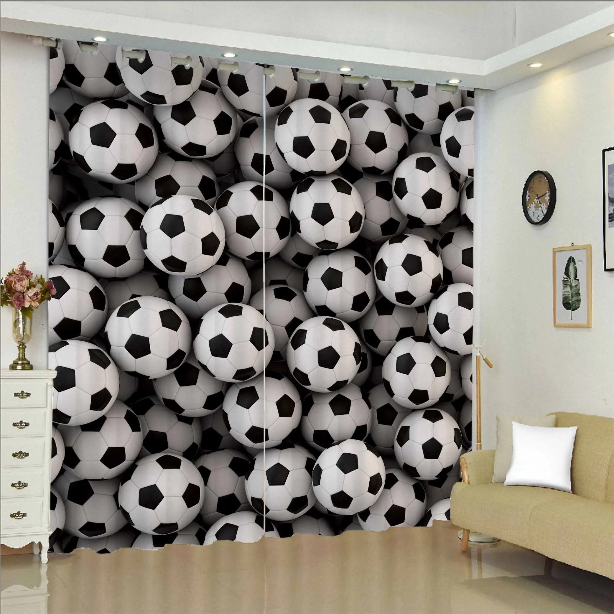 Boys Football Curtain Sports Theme Curtains for Kids Teens Burning