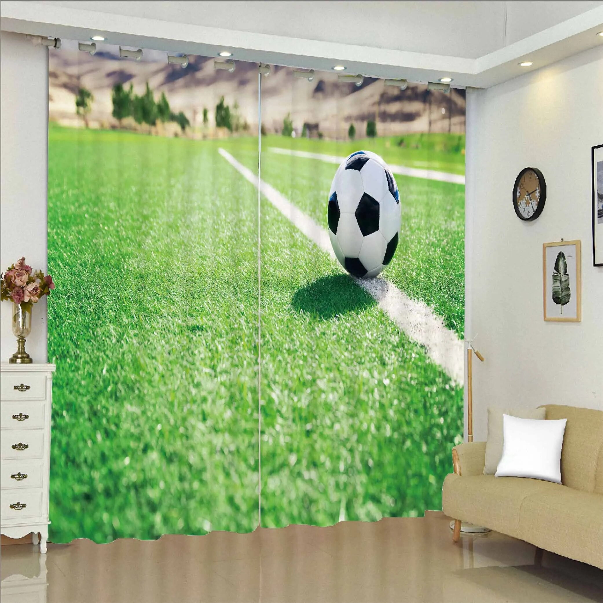 Boys Football Curtain Sports Theme Curtains for Kids Teens Burning
