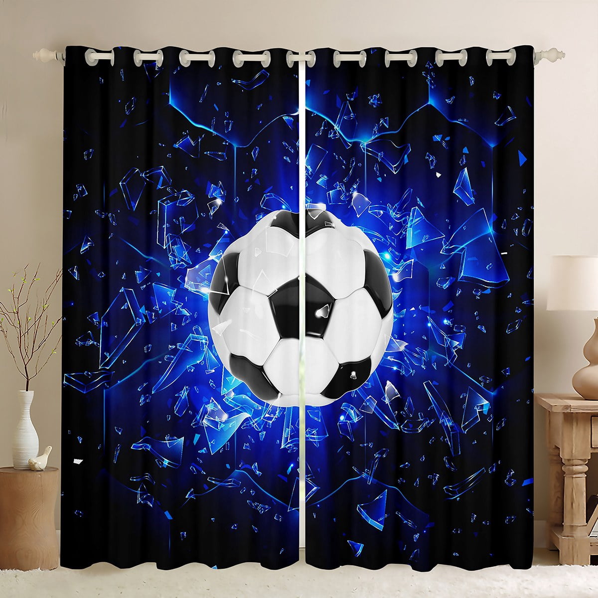 Personalized Football City Blackout Curtains – Custom Name & Number, 2 Panels Set For Bedroom Or Living Room (Houston)