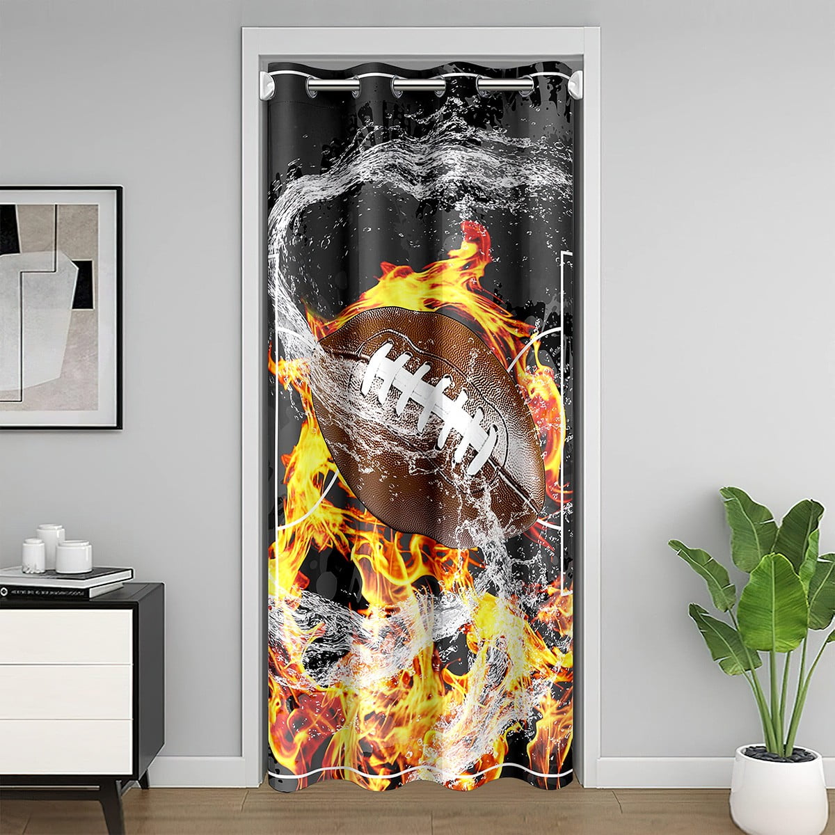 Personalized Football City Blackout Curtains – Custom Name & Number, 2 Panels Set For Bedroom Or Living Room (Houston)