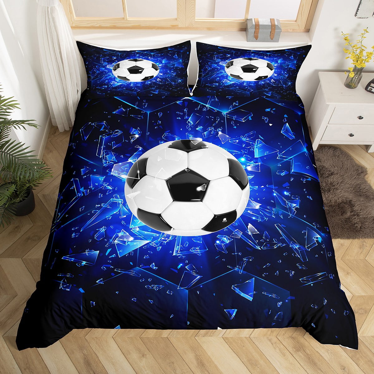 Boys Football Duvet Cover Full Size,Cool Sports Kids Comforter Cover