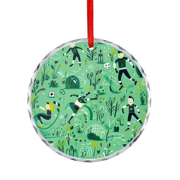 Boys Football Glass Ornament Sport Themed Crystal Glass Christmas Decor with Holiday Design for Xmas Tree