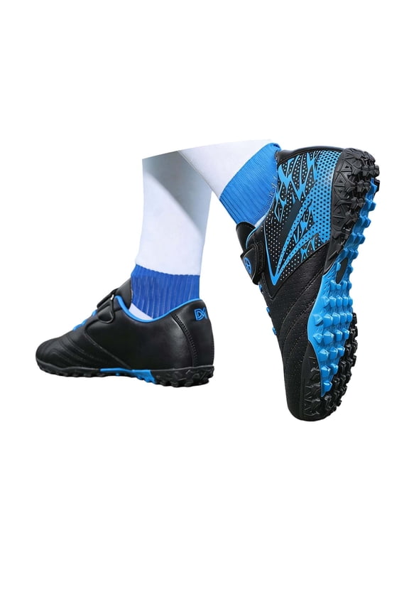 Boys Football Shoes - Kids Soccer Cleats Low Top with Detachable Studs Youth Training Sneakers Strap Outdoor Sports Footwear for Ages 5-14(Blue/28)