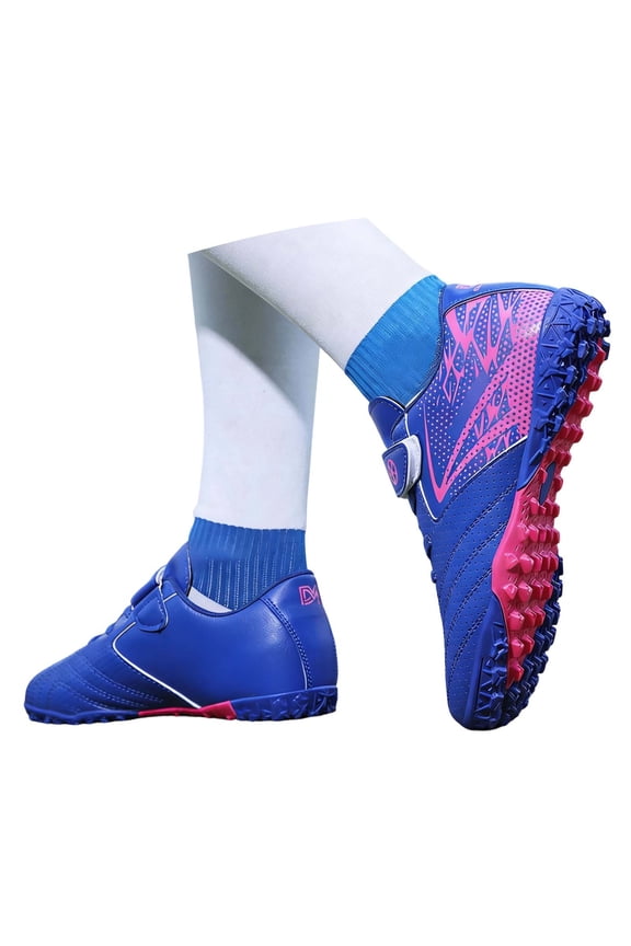 Boys Football Shoes - Kids Soccer Cleats Low Top with Detachable Studs Youth Training Sneakers Strap Outdoor Sports Footwear for Ages 5-14(Purple/28)