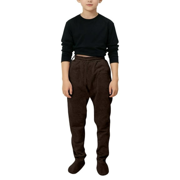 Boys Footed Sweatpants with Sherpa Fleece Lined Feet, Extremely Soft and Warm Footing