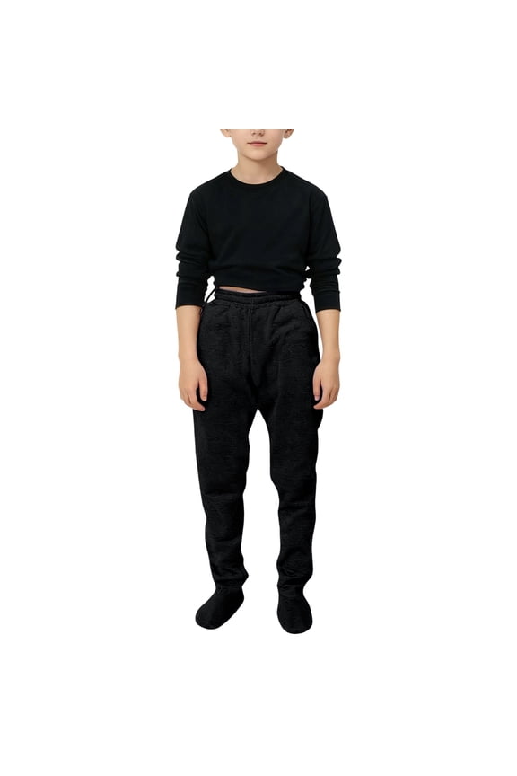 Boys Footed Sweatpants with Sherpa Fleece Lined Feet, Extremely Soft and Warm Footing