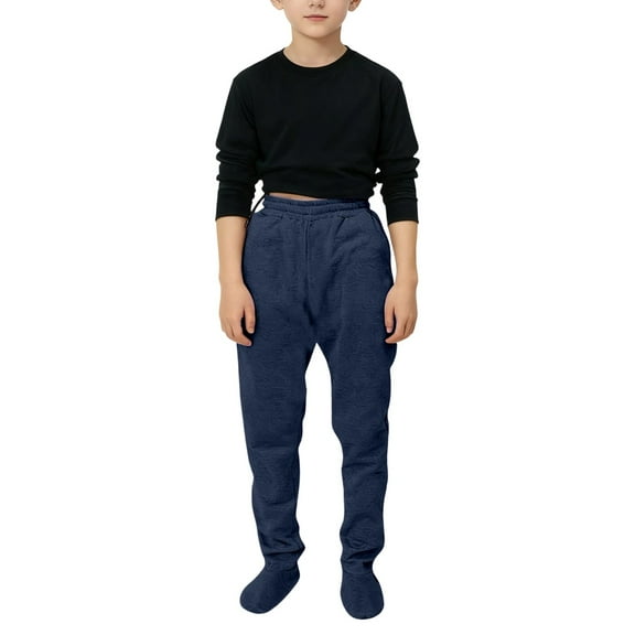 Boys Footed Sweatpants with Sherpa Fleece Lined Feet, Extremely Soft and Warm Footing