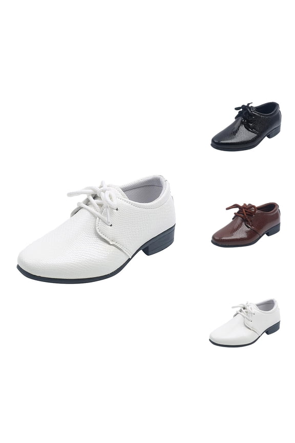 Boys Footwear Boy Sneaker Children Boys Leather Shoes Soft Leather Performance Lace Up British Style Casual Embossed