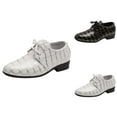 thumbnail image 1 of Boys Footwear Kids Sneakers Fashion All Seasons Boys Leather Shoes Pointed Toe Low Heel Lace Up Leather Grain Comfortable Dress Dance Performance Shoes, 1 of 7
