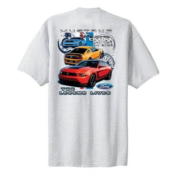 Boys Ford Mustang Boss 302 Kids Legend Lives Design Ford Motors Shelby Cobra Hotrod Racing Performance Race Youth Tee Shirt-LightGray-ym