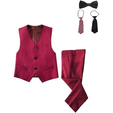 Visaccy Boy Slim Fit Suit Kids Formal Suits For Boys Vest Pants And Shirt Set 12